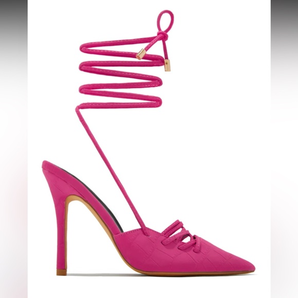 Pink Lace Up Heel Pumps - worn once - Picture 4 of 6